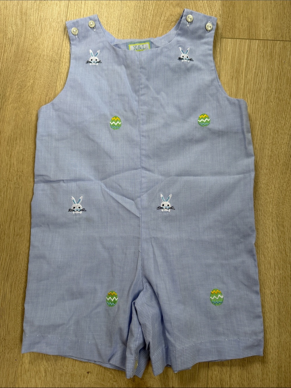 K&L Easter Bunny & Egg Embroidered Shortall